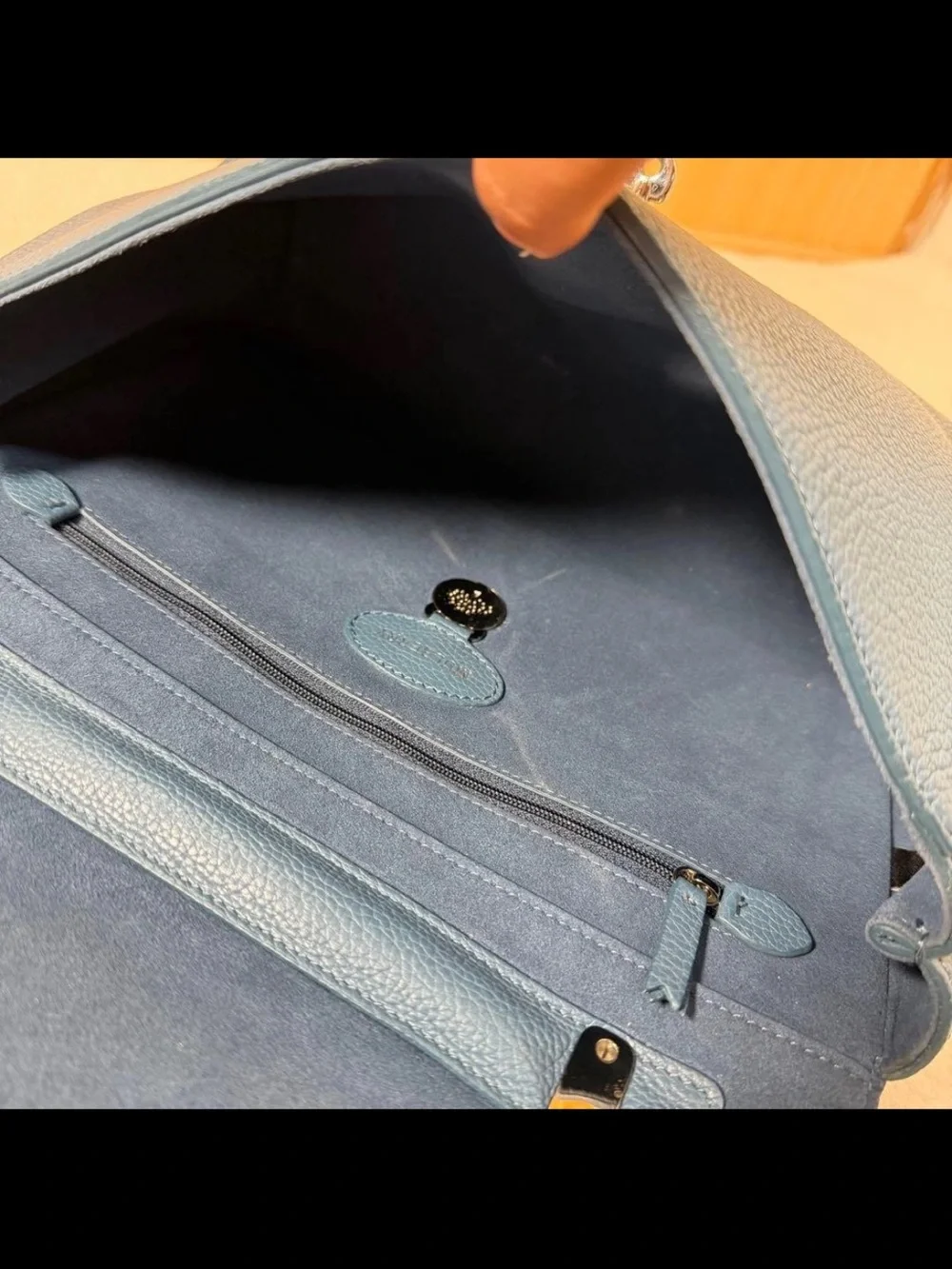 Mulberry Blue Leather Chain-Handle Shoulder Bag